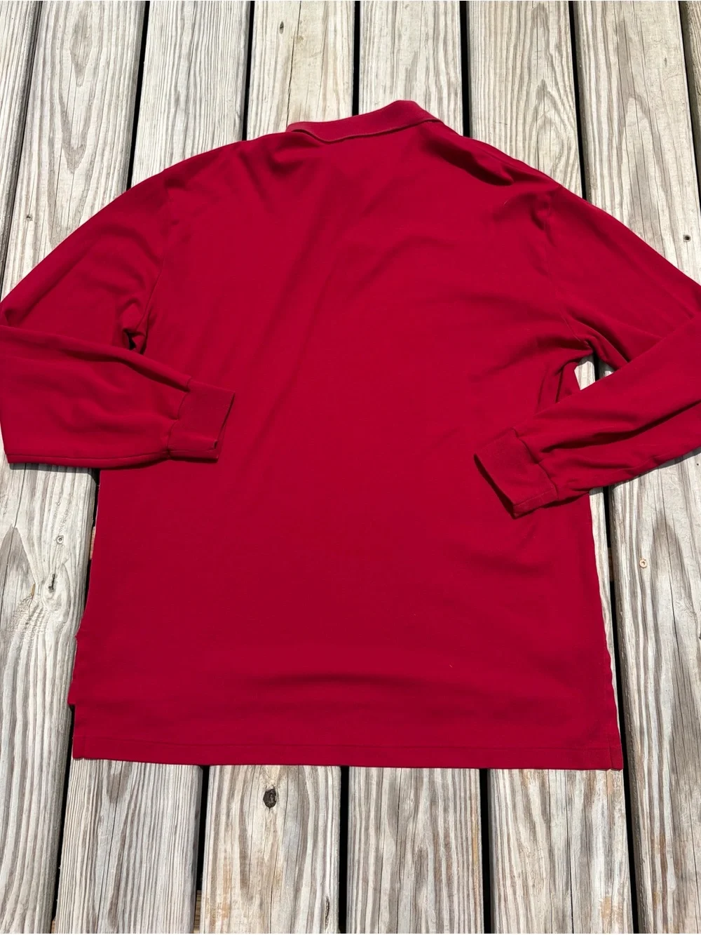 Ralph Lauren Polo Knit Shirt Mens L Button Pullover Red Collared Cotton FLAW